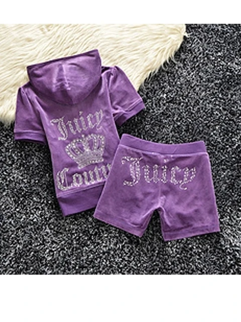 YICIYA Juicy Tracksuit Spring/Fall 2022 Women's Brand Velour Tracksuit Suit Women Velvet Zipper Sweatshirt And Pants Fat Sister purple short set