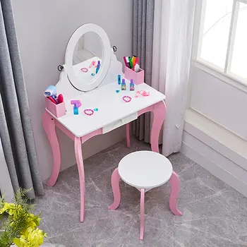 Kids Princess Vanity Set with Mirror & Stool 1
