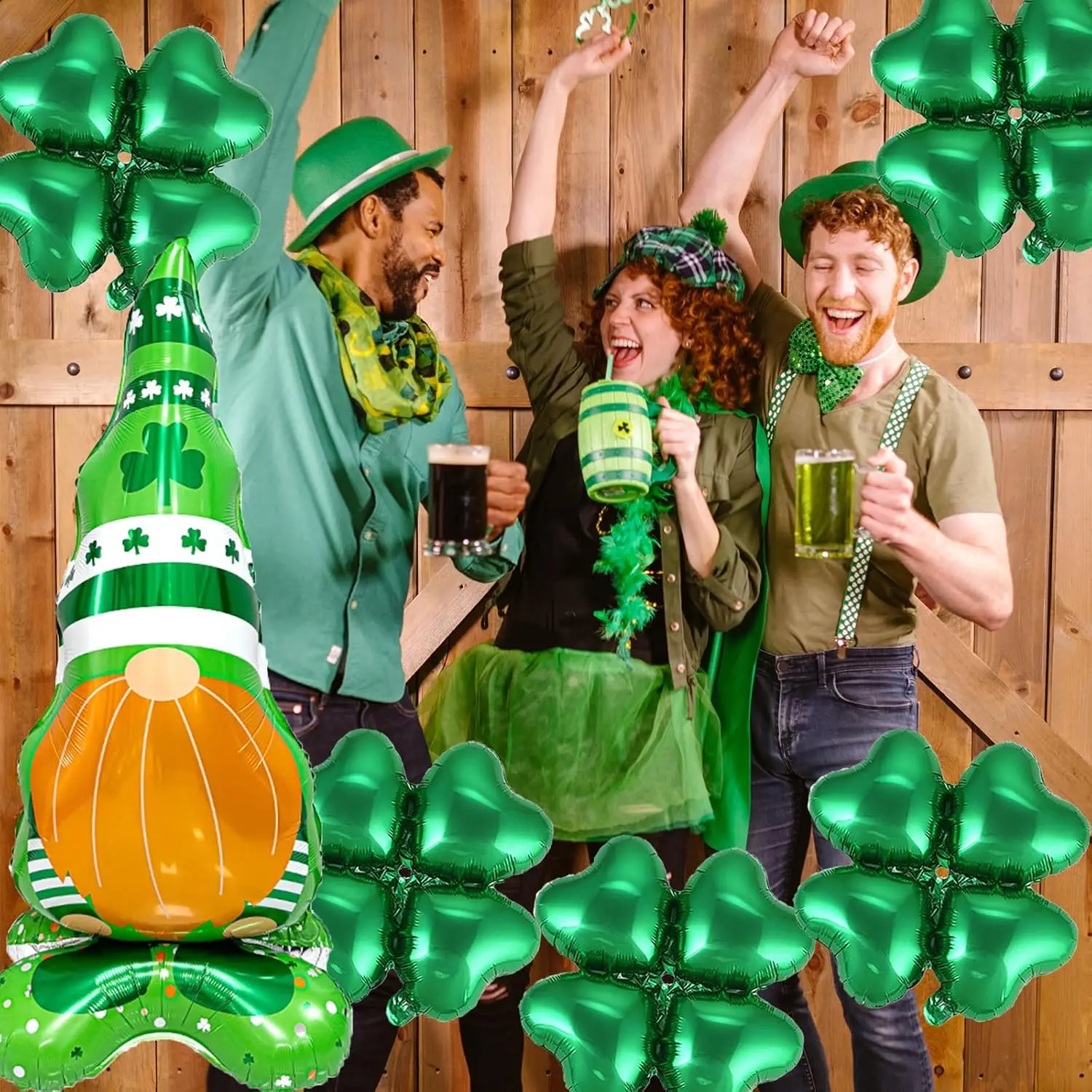 20Pcs St. Patricks Day Balloons Aluminum Foil Green Heart Balloons Helium Balloon Festival Party Decoration Wedding Valentines Day 18 Inches Green