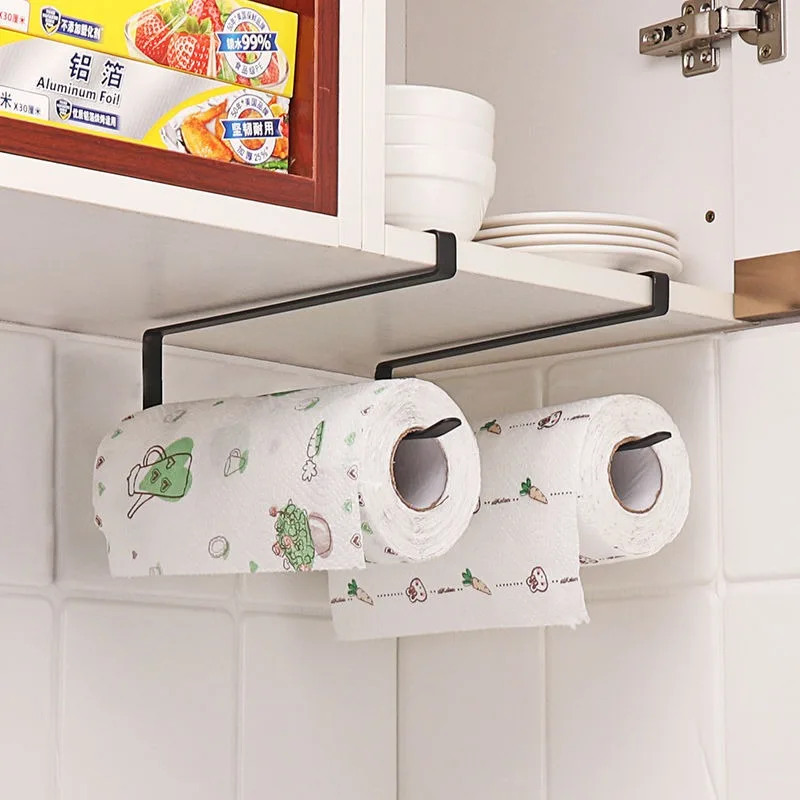 Wall Mounted Paper Roll Holder Bathroom Storage Toilet Rack Home Tissue Towel Rack Hanging Shelf for Kitchen Organizer