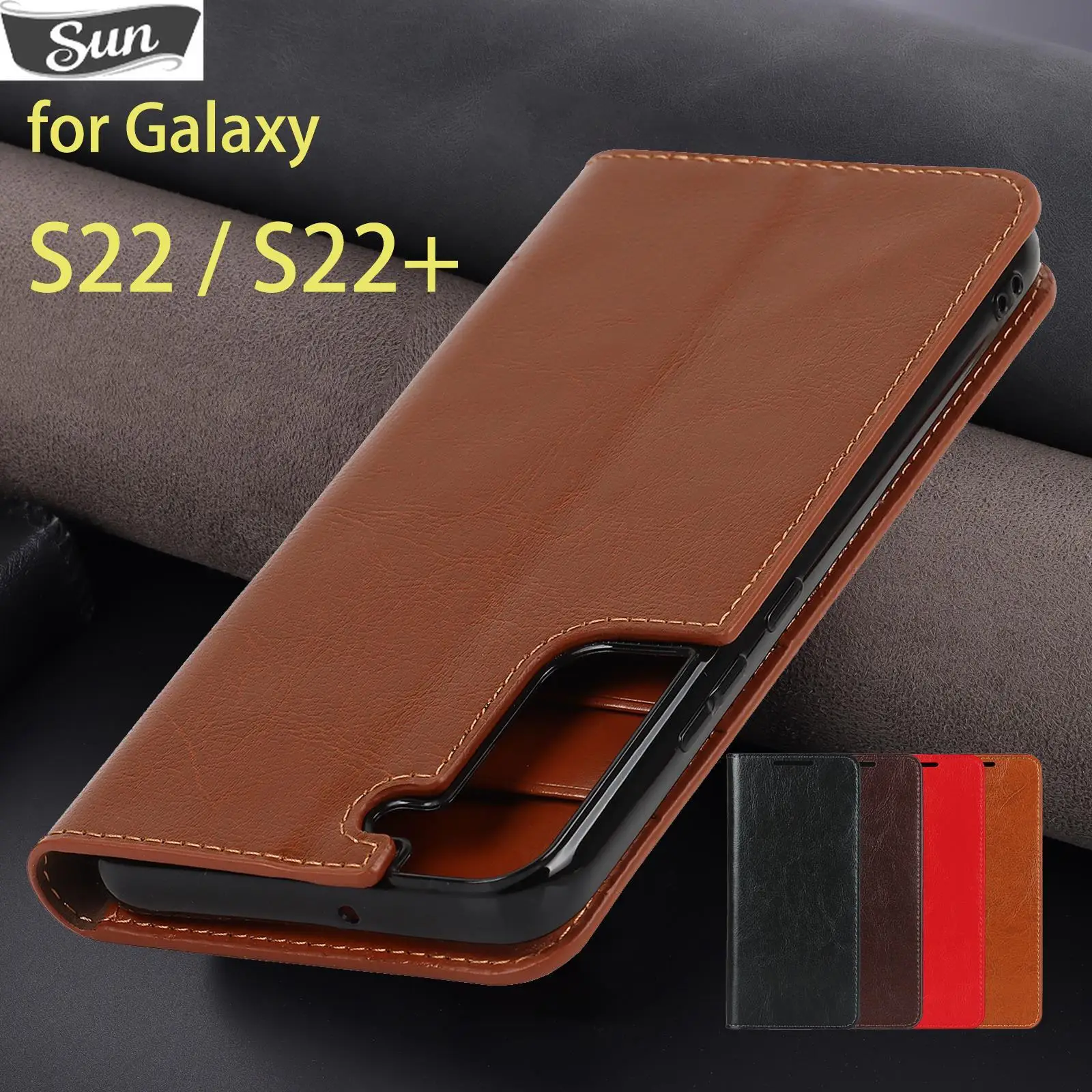 

Роскошный кожаный чехол-кошелек премиум класса для Samsung Galaxy S22 5G S22 + флип-чехол для телефона в стиле ретро деловые чехлы