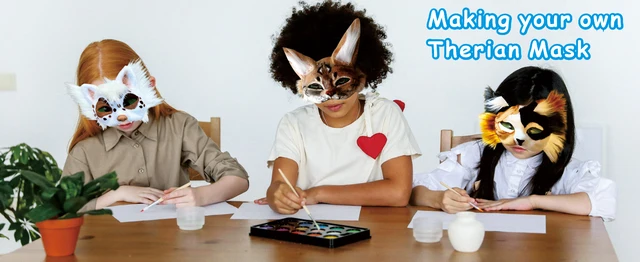 Katzenmaske DIY Set 15-teilig - Therian Masken Für Halloween & Cosplay