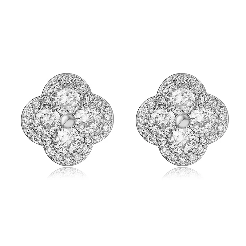 HECHENG 18K Gold Plated CZ Stone Flower Earrings image 8