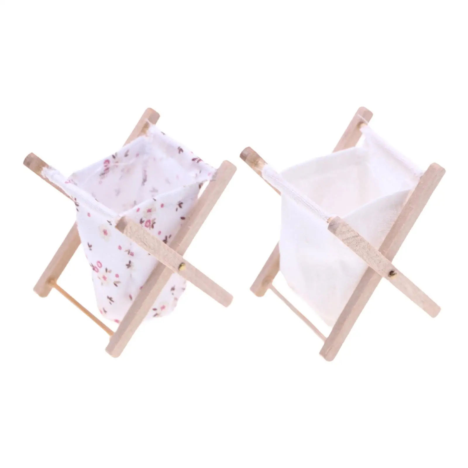 

1:12 Miniature Laundry Basket Pretend Play Props Dollhouse Folding Clothes Basket for Bathroom Dollhouse Balcony Bedroom Garden