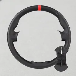 Premium Suede Leather Steering Wheel Cover - Luxury Auto Accessory Grip Cover (3 - red - black line)