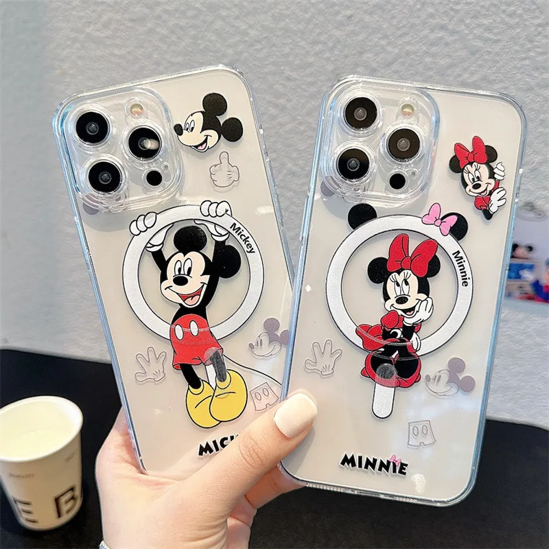 Mickey Mouse Frame Mirror Case iPhone ミラー ケース MagSafe Mickey Mouse Minnie Lens Protection Cases For Magsafe