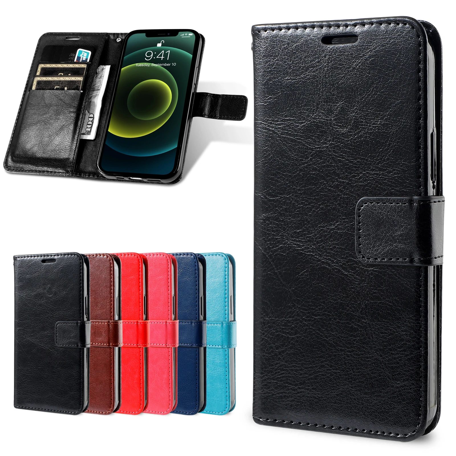 Leather Magnetic Flip Wallet Phone Cover and Case