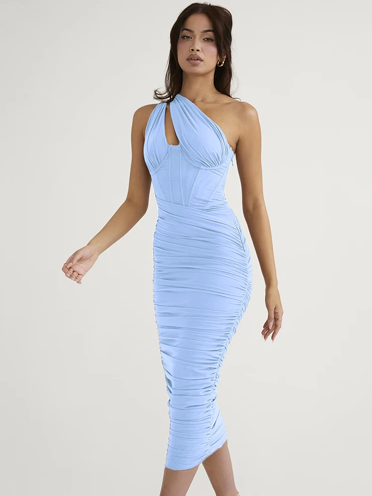 white christmas dresses Dream Crush Lace-Up Back Side Split Midi Dress Black main image 1