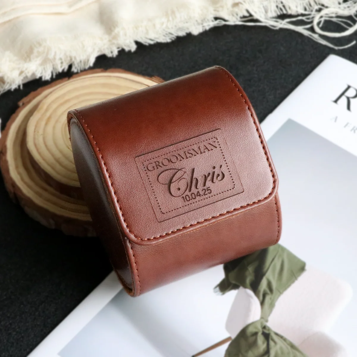 Watch Roll Travel Case Personalized Watch Case Leather Box for Him Engraved Travel Box Men's Gfits watch storage box,watch storage pouch,watch storage bag,leather storage box