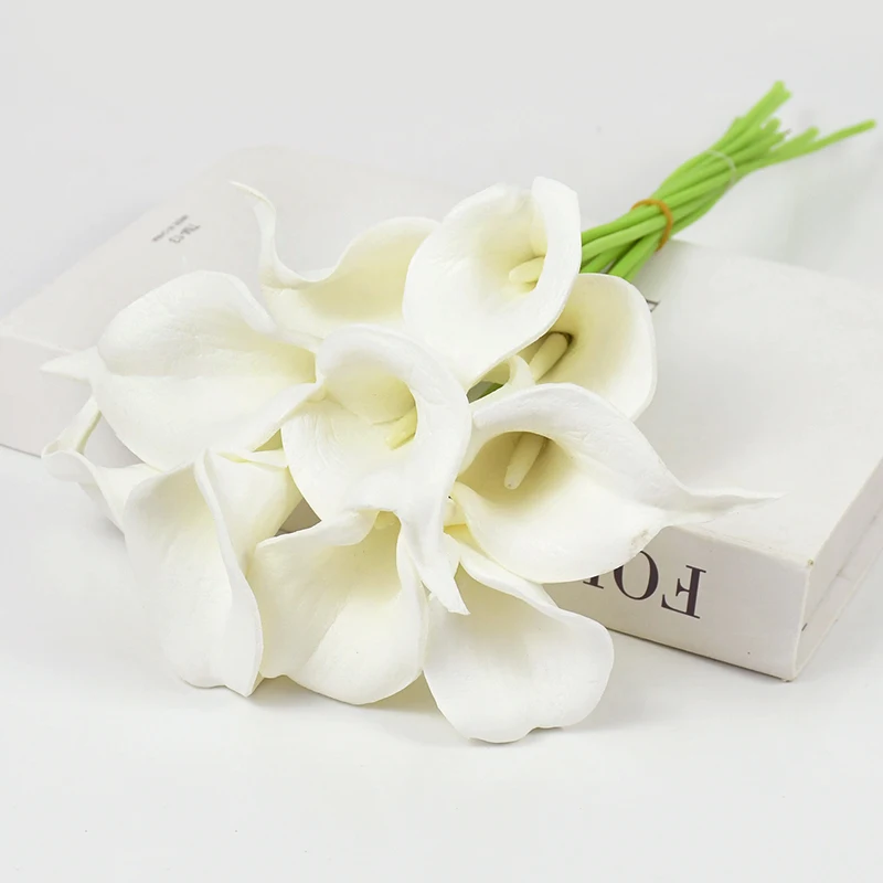 5/10Pcs Real Touch Calla Lily Artificial Flowers White Wedding Bouquet Bridal Shower Party Home Flower Decoration Fake Flower
