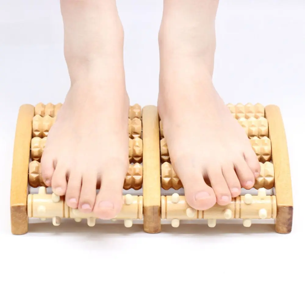 

Use Feet Spa Massager Tool Health Care Relax 3D Shiatsu Roller Feet Roller Wheel Wooden Foot Massage Roller Acupuncture Point