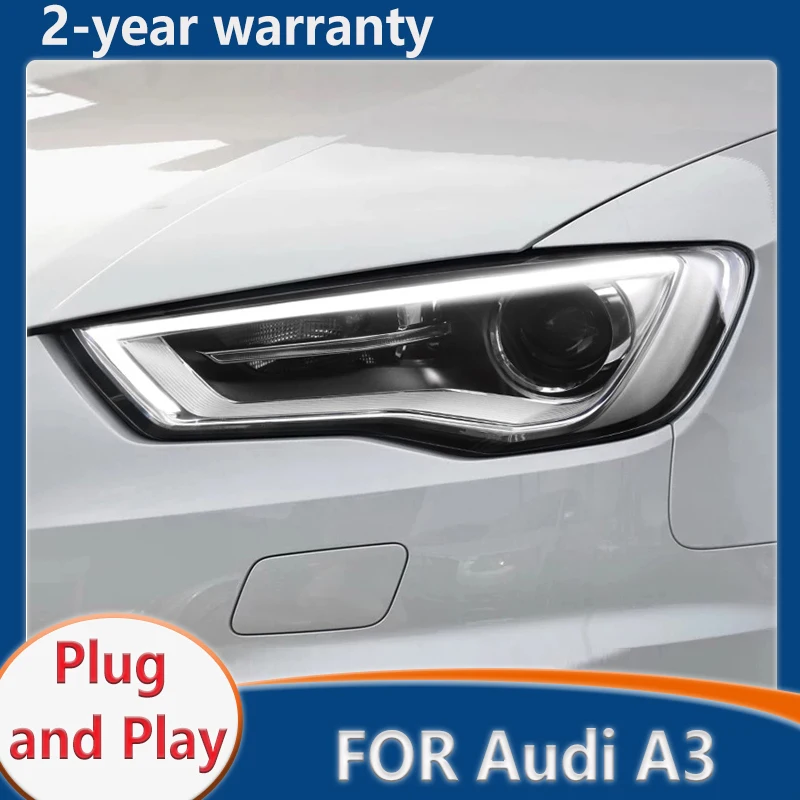 

Для Audi A3 светодиодный ные фары 2014 2015 2016 фары S3 DRL сигнал поворота Дальний свет ангельский глаз проекционный объектив передняя лампа