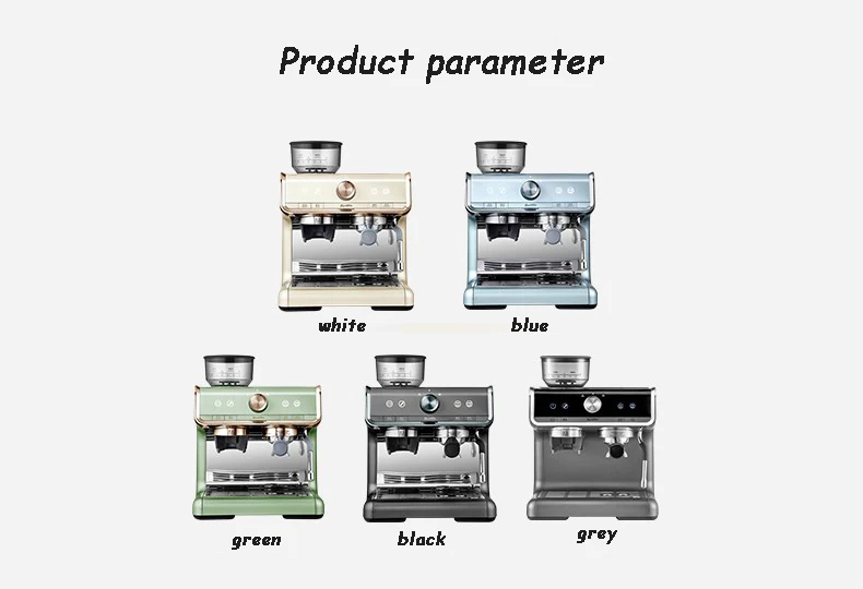 Description Picture 2 of item250g Bean Hopper 30 Level Thickness Adjust Espresso Coffee Machine Electric Grind Brew Coffee Maker Milk Frother 2.8L Water Tank