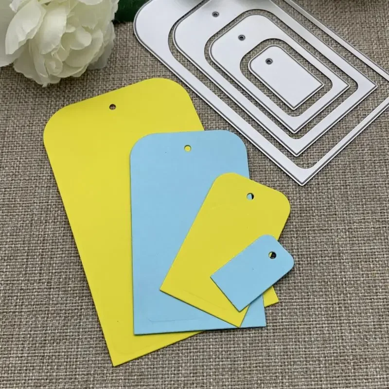 4Pcs Label tag dekoration Metall Schneiden Stirbt Für DIY Scrapbooking Dekorative Präge Handwerk Stanzen Vorlage Form