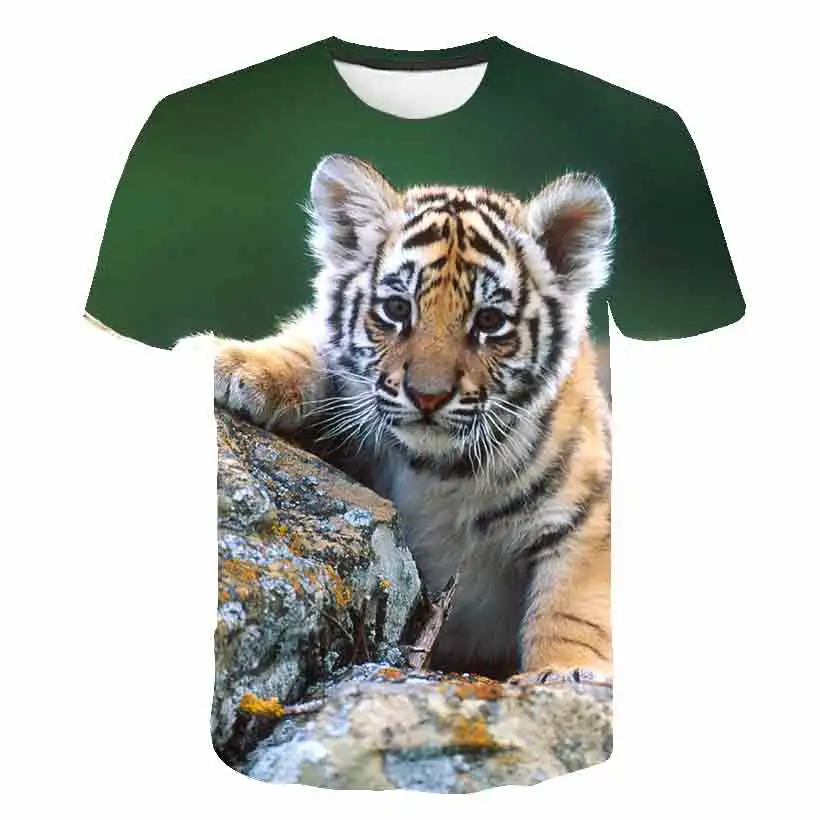 

Children Tiger Animal T-shirt Summer Kids Game Tiger T Shirts Boys Girls Teens Cartoon Animal Tshirt Children Animal Tiger Tee