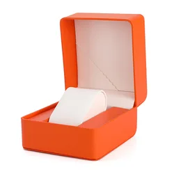 Premium Square PU Leather Flip Gift Box for Watches and Jewelry Display (Orange)
