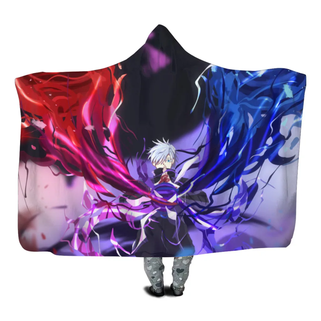 

Jujutsu Kaisen Hooded Blanket kids colorful child Sherpa Fleece Wearable Blanket Microfiber Bedding