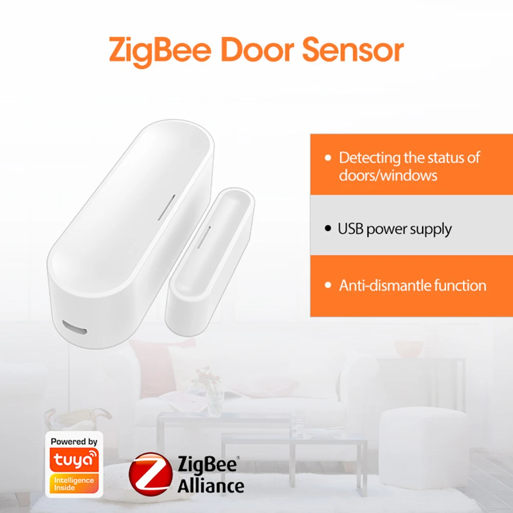 Tuya APP Door Open/Closed Detectors Security Protection ZigBee Window Door Gate Sensor 2.4GHz Wireless Door Detectors for Indoor