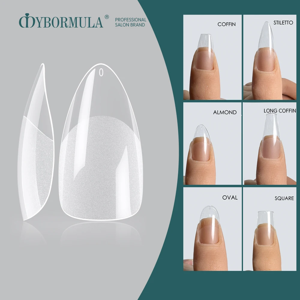 

MYBORMULA 120pcs Semi-Frosted Full Cover Nail Tips Coffin Almond Fake Nails Capsule Ongle Items Free Shipping Extension System