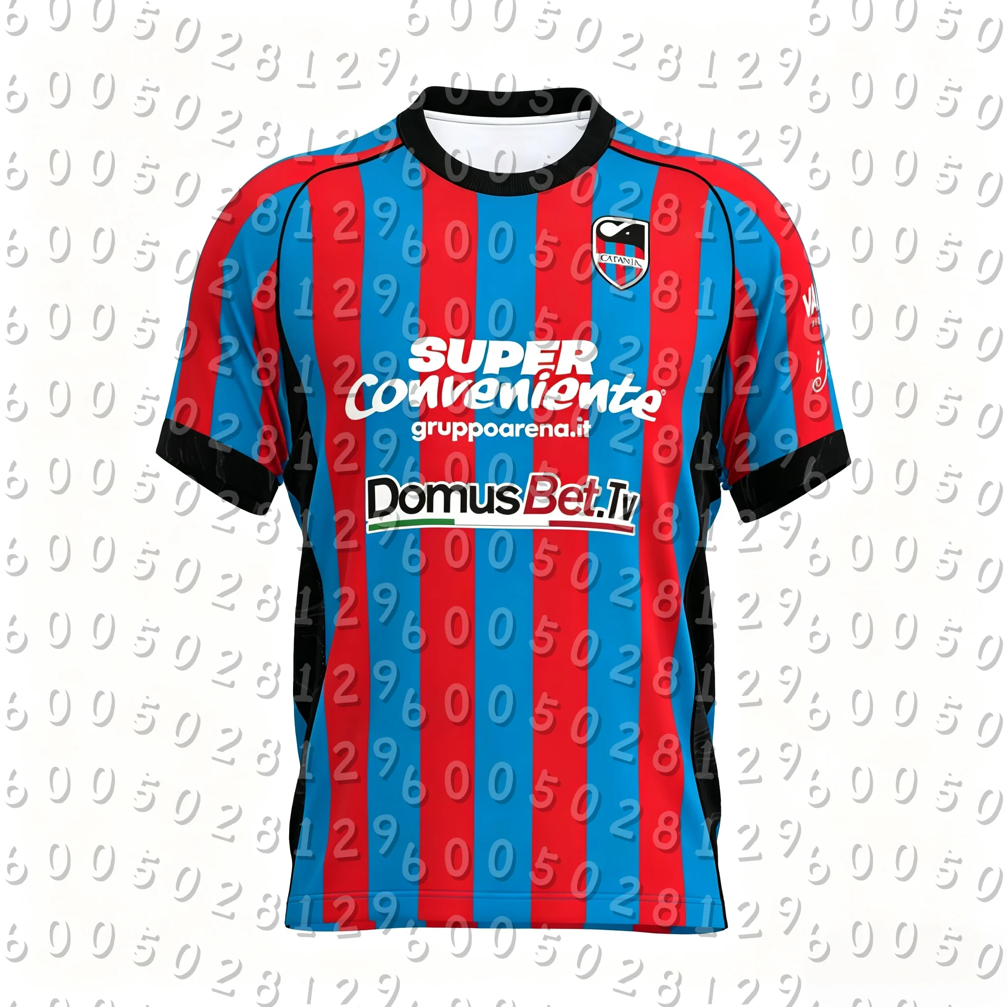 2026-27 Neues Herren Calcio Catania Fußballtrikot Rot-Blau Vertikale Streifen Kurzarm Fußball-Fan-Sport-T-Shirts Familien-Kinder-T-Shirts