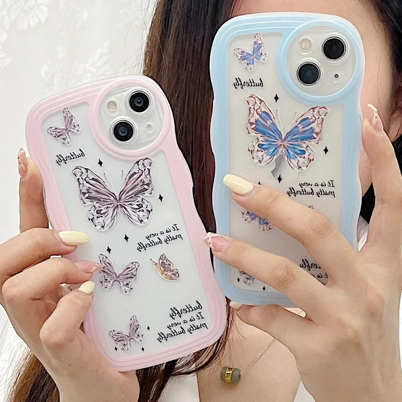 

Transparent Wave Edge Silicone Case for Xiaomi Redmi 12C 10C Note 12 11 10 9 Pro 11S 10S 9S 9A 9C 9T Funda Painted Butterfly