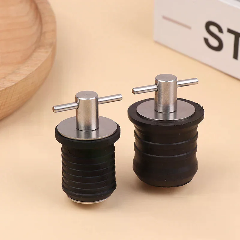 25MM/32MM T-핸들 드레인 플러그 트위스트턴 마린 보트 드레인 플러그 고무 플러그(스테인레스 스틸 핸들 포함) 보트 액세서리