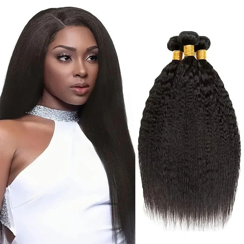 QUANDE BrazilianStraight Kinky Human Hair Bundles Weaves Virgin Hair Bundles100% Unprocessed Brazilian Extensions For Women