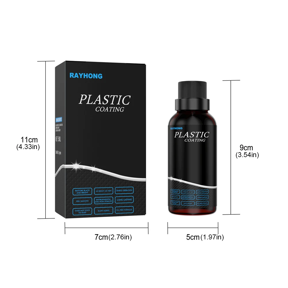 50ml Automotive Plastic Refurbishment Agent Long Lasting Car Plastic Parts Retreading Agent Wax Plastic Renovator Coating Agent 6