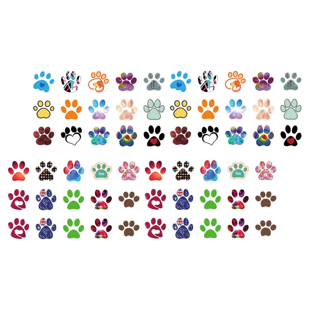 60 Pcs Cute Paw Print Stickers Dog Pattern Wall Removable Decal Graffiti For Notebook