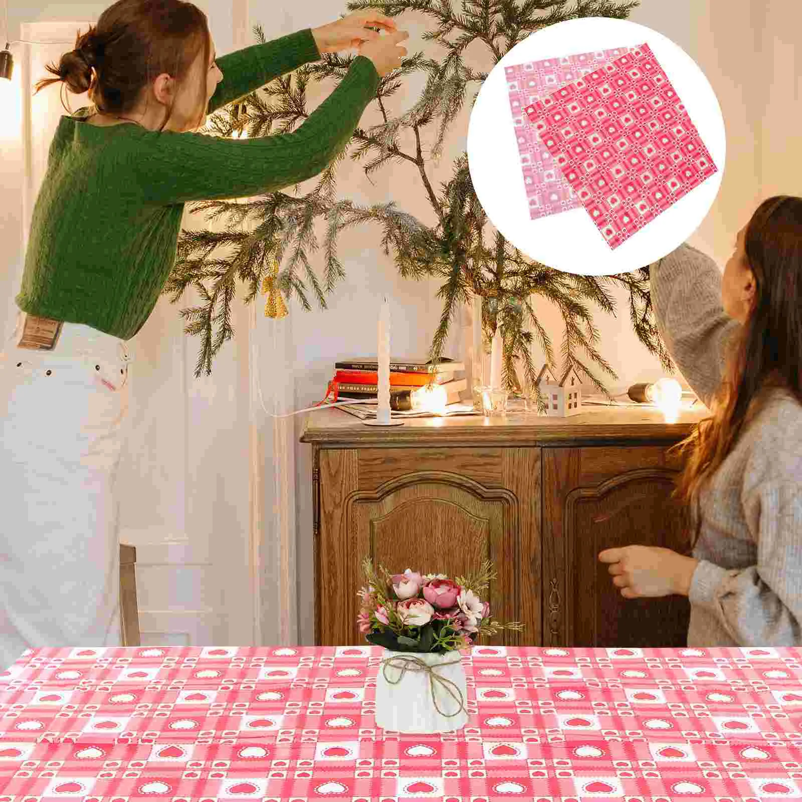 

2pcs Picnic Table Valentine Camping Tablecloth Beautiful Party Table Cloth