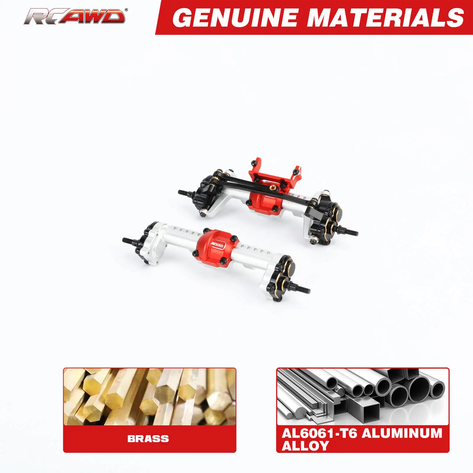 RCAWD Full Metal Differential & Drive Gear For 1/18 1/24 SCX24 FMS FCX18 RC Crawler - Red - View #9