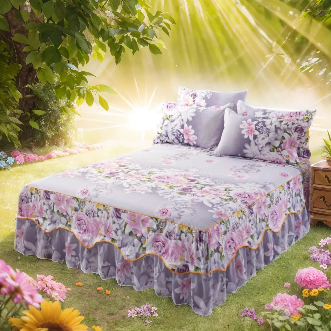 

1-Piece Sexy Flower Bedspread - Non-Slip Bed Dress Sheet for King/Queen Size (1.5M/1.8M/2M) Beds, Soft Home Bedding Cover