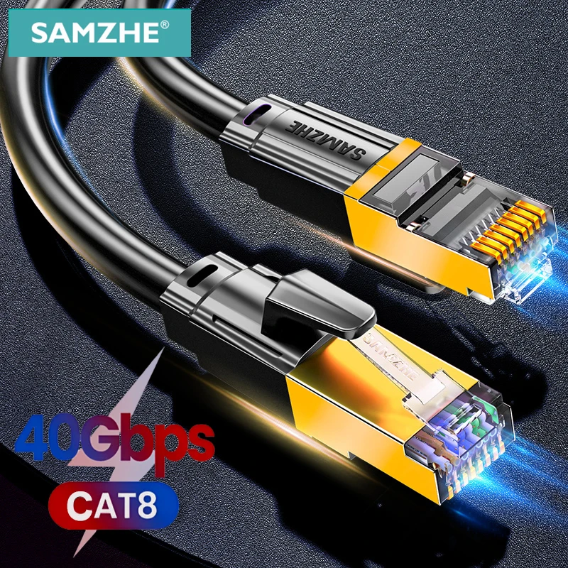 Cable Ethernet CAT 8 para internet más rápido, cable LAN ethernet de alta  velocidad, 40 Gbps, 2000 Mhz, Cable SFTP LAN de conexión a internet con