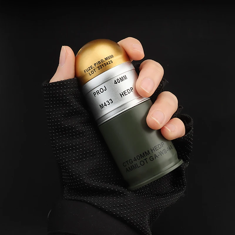 40mm Grenade Replica Collectible Toy with Mini Storage Case and Airsoft Display Decor