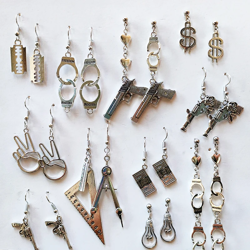 Creative Collection Punk Cool Cute Women Drop Dangle Earrings Ancient Silver Color Skull Knife Cross Pendant Handmade Jewelry dangle earrings drop earrings pendant earrings cross earrings