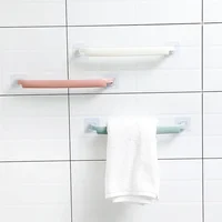 Self-adhesive Towel Holder Rack Wall Mounted Towel Hanger Bathroom Towel Bar Shelf Roll Holder Hanging Hook Bathroom Organizer 2