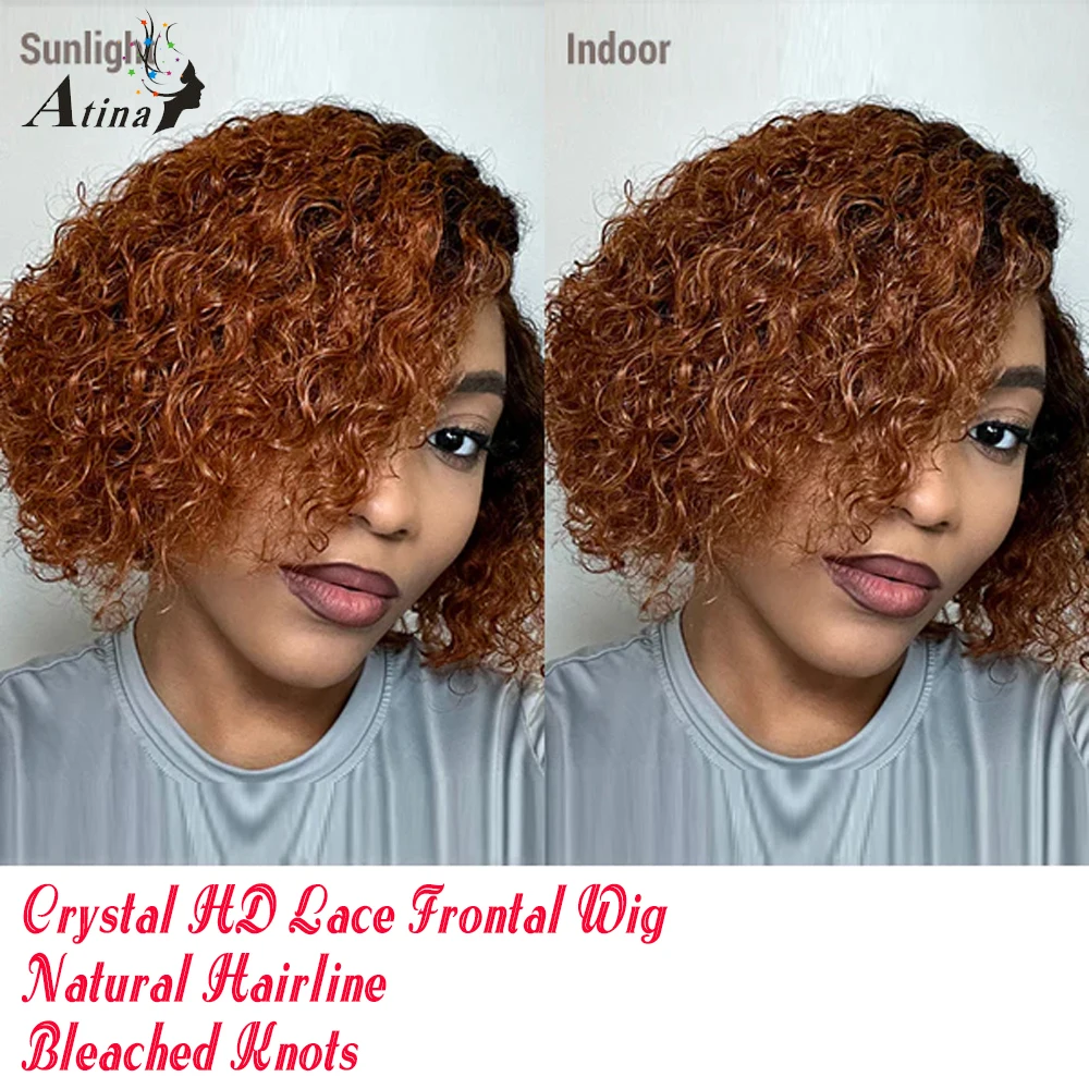 13x6 Lace Frontal Wig 1borange Color Straight Short Bob Ginger Loose Curly  Wig Brazilian Remy Human Hair Wigs For Black Women - Custom Lace Wigs -  AliExpress