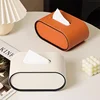 PU Leather Tissue Box With Storage Rack Home Decor Paper Holder Napkin Holder For Office Table, Countertop, Night Stand & More 1