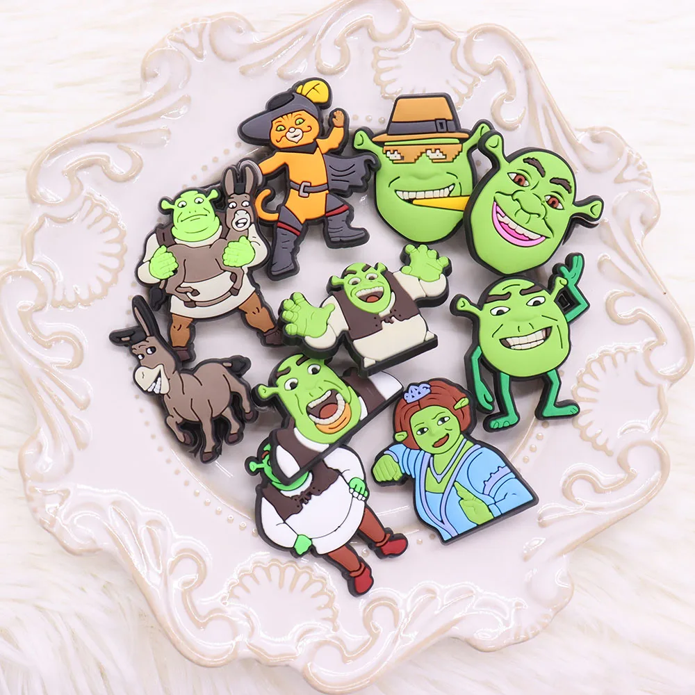 New High Imitation Shoe Charms PVC Cartoon Shrek Croc Clogs