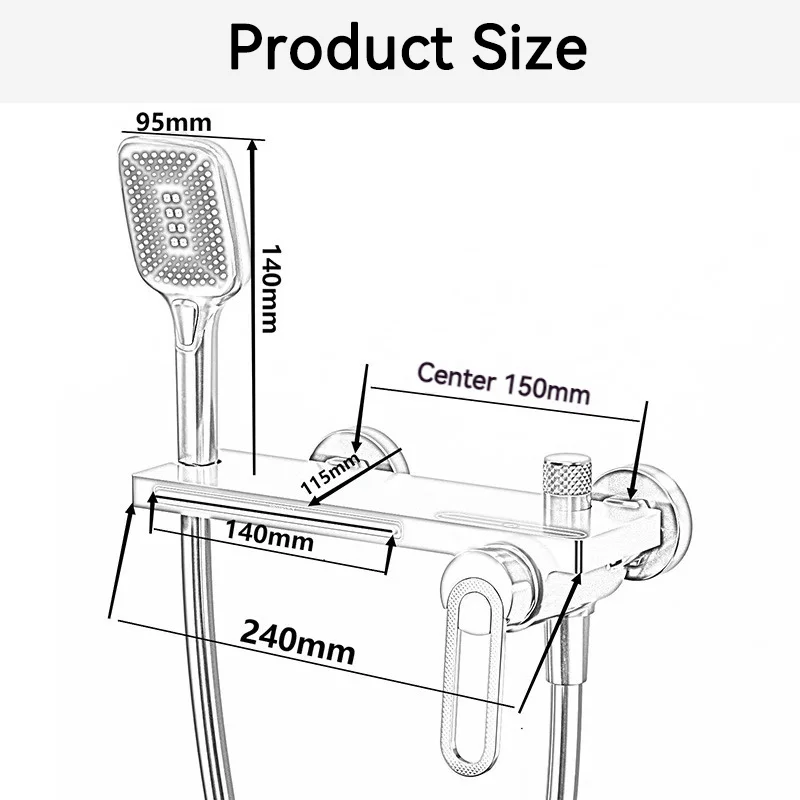 Bathtub Shower Faucet Single Handle Spout Mixer Tap With Hand Shower Wall Mount Platform Bath Mixer Water Faucet Wall Mounted 6