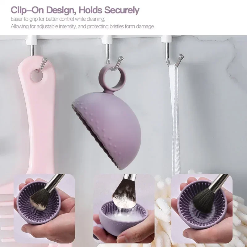 Silicone Makeup Brush Cleanser Ball - 2-in-1 Scrub & Dry Station with Massaging Nubs, Portable Cleaning Mat for Foundation