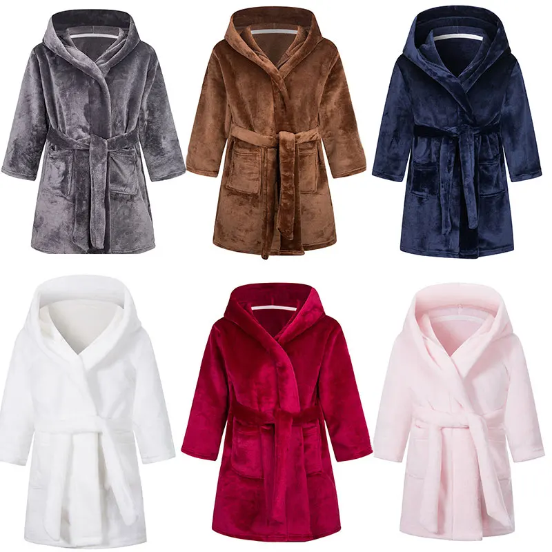 New Children Flannel Pajamas Robe Autumn Winter Kids Sleepwear Children Nightgown Soft Pajamas for Girl Boys Bathrobe 4-16 Years flannel pajamas kids robe