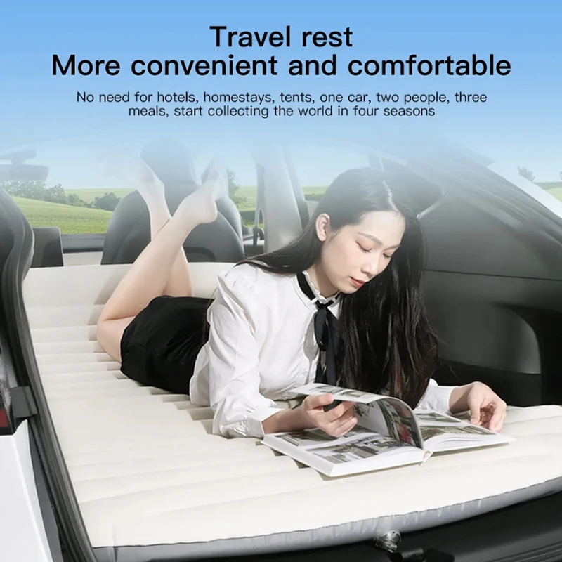 Automobile Air Mattress PVC Inflatable Air Mattress Outdoor Camping Travel Special Suede Fabric Car Travel Bed For Tesla Model Y inflatable air bed car sleeping mattress camping mattress inflatable camping mattress