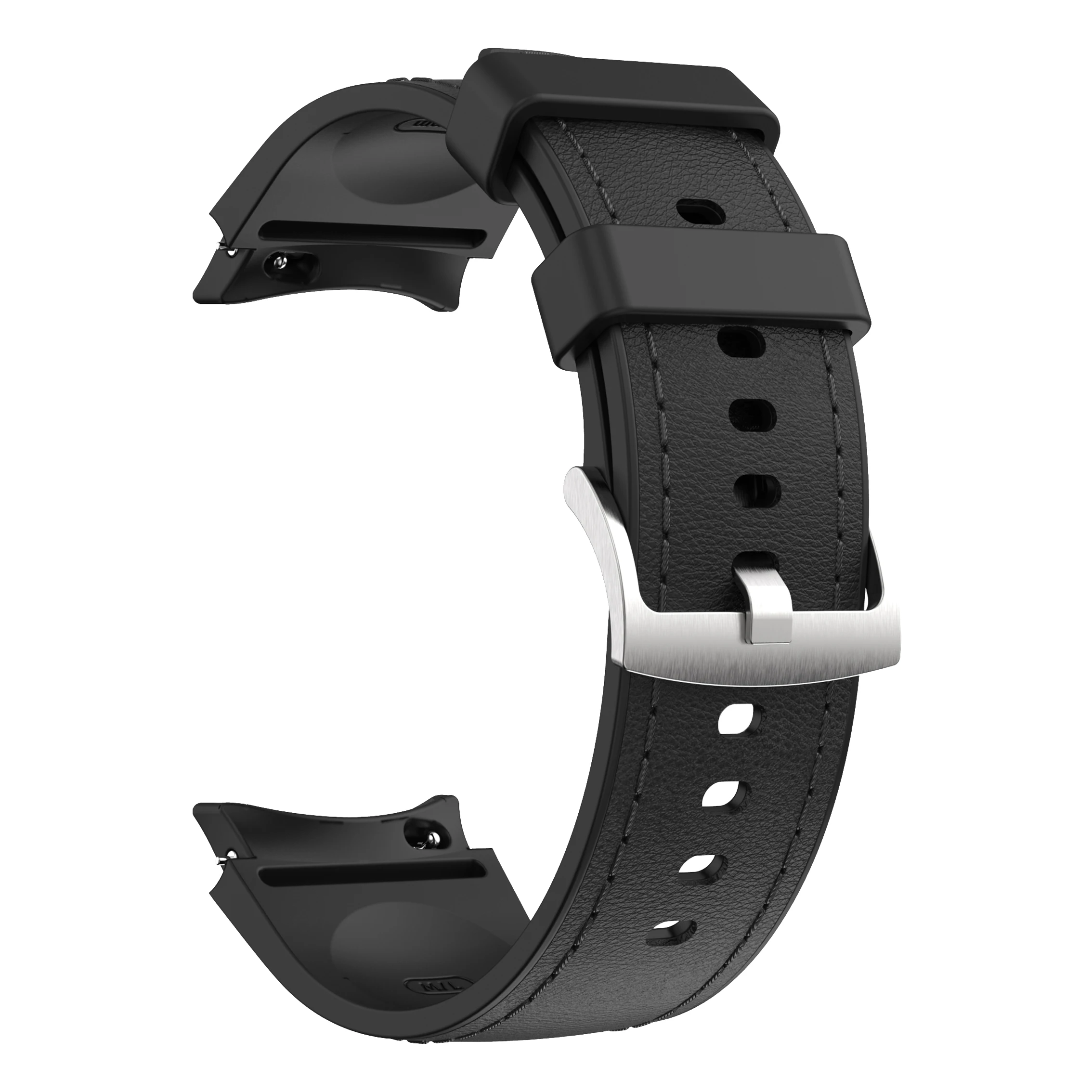 Elegant Silicone & Leather Watch Strap Bracelet, 40mm-47mm