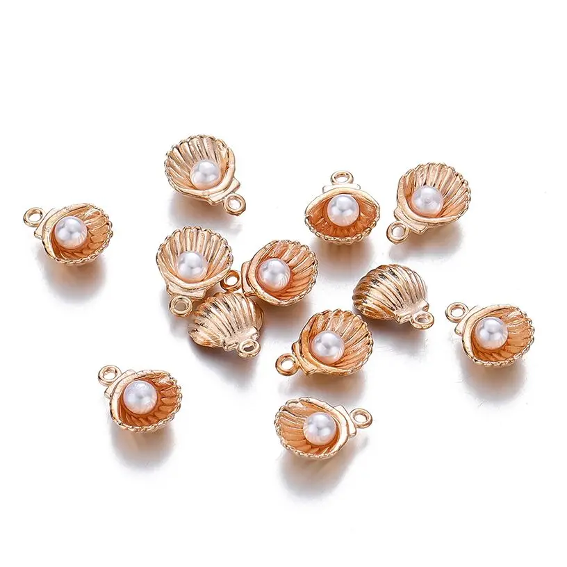 10Pcs/bag Imitation Pearl Ocean Small Shell Charms For Cute Necklace Bracelet Ear Pendants DIY Jewelry Making Accessories