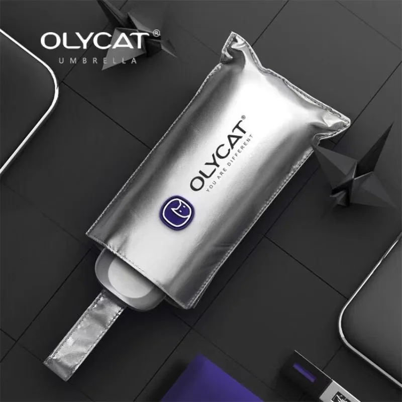 OLYCAT Golden Flat Mini Umbrella UV Protection Portable Pocket Five Folding Sun Umbrella Women Titanium Gold Coating UPF50+