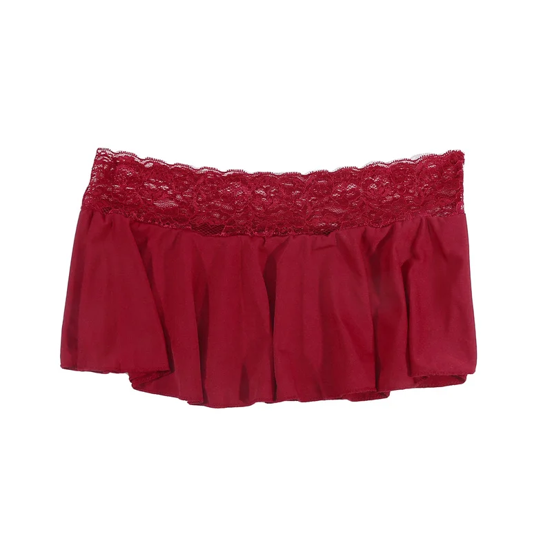 Summer New Women's Fashion Cute Short Skirt Sexy Temptation Casual Solid Color Lace Splicing Low Waist Mini Skirts Sleepy Pants_ecoleips.com