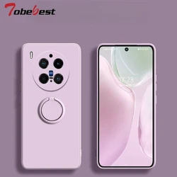 Silicone Square Cover with 360° Finger Ring Grip - Ultra Soft Phone Holder Case for Vivo X200 Pro mini (Purplr)