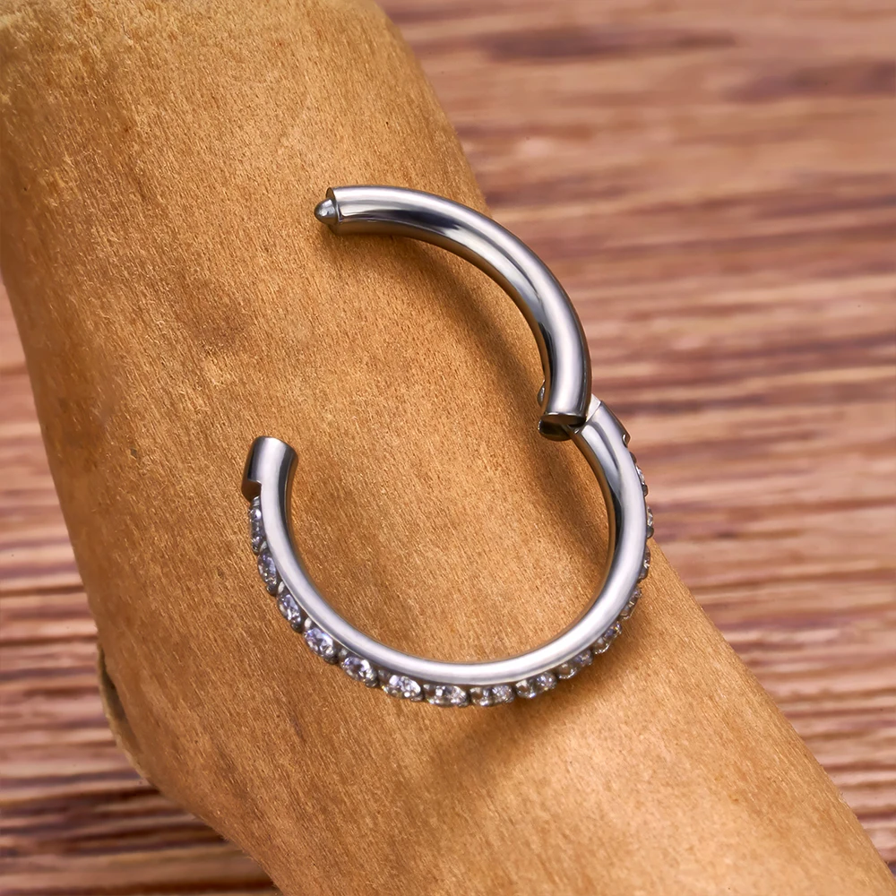 10Pcs F136 Titanium Nose Rings 16G Hinged Diaphragm Clicker Segments Tragus Cartilage Helix Daith Lip Nasal Piercing Jewelry