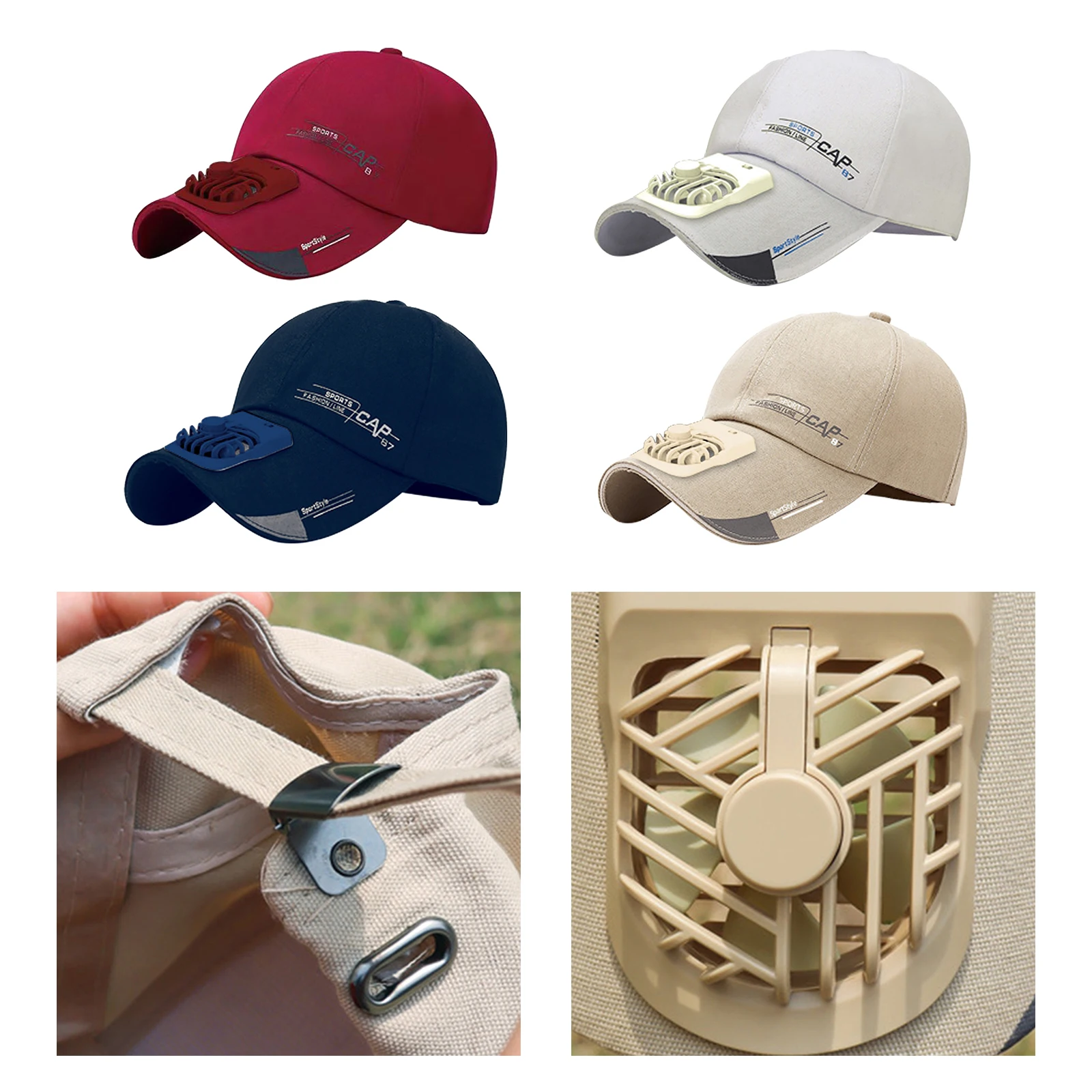 Summer Fan Hat Men Women Baseball Cap Solid Cotton Adjustable Snapback Sunhat Cooling Fan Outdoor Sports